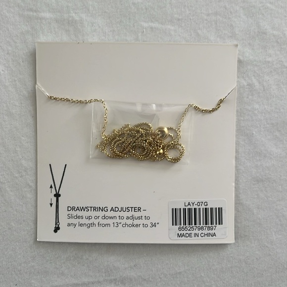 NWT LAYER Gold Chevron Necklace adjustable 13'' to 34'' Nickle free - Picture 2 of 2